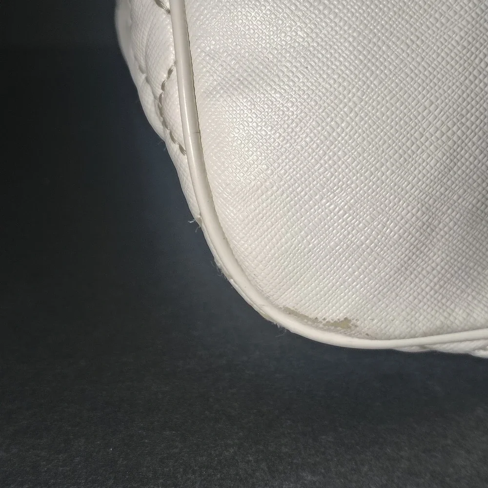 Vintage 2008 Coach 80H2A White Quilted Tote Women's Purse Bag Chain Restored